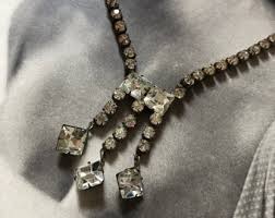 Vintage Art Deco Clear Drop Crystal Necklace- Vintage Bridal Jewellery - Etsy