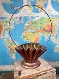 Vintage Mid‑century Metal Pleated Hearth Basket With Handle ...