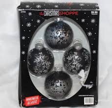 Vintage Set of 4 Black and Silver Glass Ornaments - Etsy