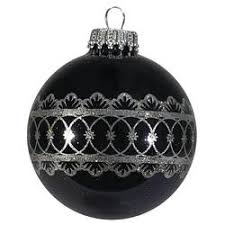 Krebs 2-5/8" Black with Fancy Band Glass Ornaments - 4 Pack ...