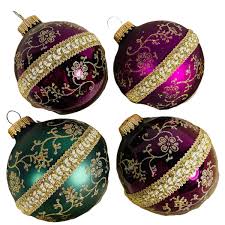 Christmas By Kreb's Glass Ball Ornaments 3 Burgundy 1 Green ...