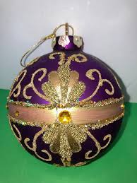 Large Purple Gold Glass Ornaments, 4" Purple Micro Bead ...