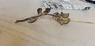 Vintage Sterling Gold Plated Rose Brooch Pin Signed Les Bernard Rare Large | eBay