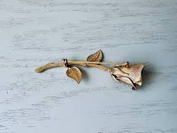 Beautiful Antique Gold Rose Brooch, Vintage Rose Brooch, Pretty Flower – PIGGLE AND POP
