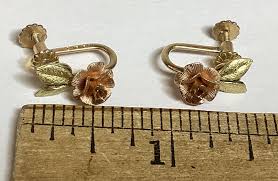 VINTAGE SIGNED KREMENTZ 14K GOLD FILLED ROSE FLOWER MOTIF ...