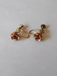 Vintage Rose Tone Krementz Flower Screw Back Earrings | eBay
