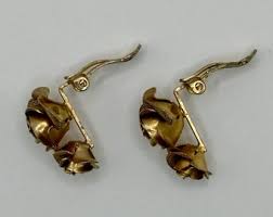 Vintage Lewis Segal Gold Tone Double Rose Clip-on Earrings ...