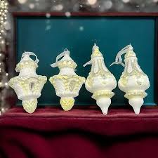 Set of 4 Large Park Hill Embellished Gold Pear Finial Glass ...