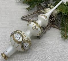 Big White Christmas Glass Tree Topper 12 Inch ,tree Topper ...