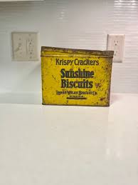 Antique Krispy Crackers Sunshine Biscuits Yellow Tin - Etsy