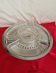 Vintage Kromex Lazy Susan Glass Chrome Rotating Divided ...