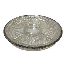 Vintage Silver Plate Serving Tray With Glass Separated Dish ...