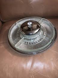Vintage Kromex #200 Lazy Susan Party Platter Glass Dish Set ...