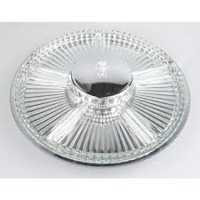 Steel & Crystal Serving Platter | Chairish