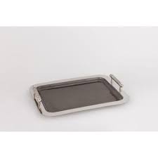 Nickle Rectangular Tray With Handles Enamel Coated | Room Tonic
