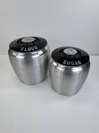 Vintage Kromex Aluminum Canister Set - Flour & Sugar - Black ...