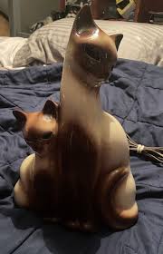 Vintage KRON SIAMESE CAT Mid Century TV Lamp Glowing Eyes Works Great | eBay