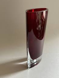 LSA International Art Glass Mouth Blown Oval Pocket Vase, Red Made in Poland | eBay