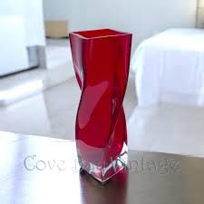 Tall Square Red Glass Vase - Etsy