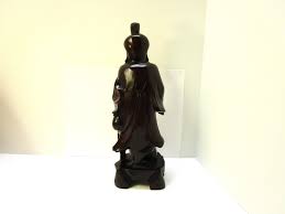 Vintage Wisdom Carved Rosewood Chinese Sculpture Man Fish ...