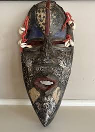 African Collectible Mask | Made of Pounded Metal, Shells and ...
