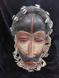 Hand Carved African Dan Tribe Wooden Mask with Shells Ivory ...