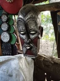 On Sale Striking Unique Brown Wood Mask With Metal Accents ...