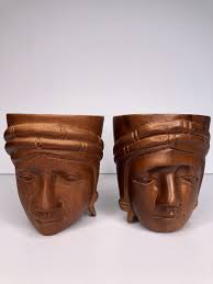 Vintage Pair Of Wooden Carved Face Drinking Cups Male And Female Set | eBay Australia