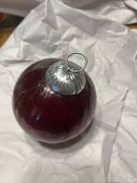 Vintage 4 Inch Red Crackled Glass Christmas Ornament Decor ...
