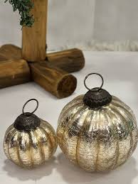 2 Vintage Kugel Style Glass Ornaments Christmas Crackled ...