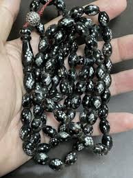 Antique Black Coral -Silver In Lay 99 Worry Beads Islamic Masbaha 69Grams R | eBay