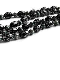 100 Silver-Inlaid Handmade Black Coral Arabian Prayer Beads Tasbih Rosary Haji | eBay