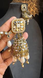 PANOPLY Bahubali Faux Kundan Pearl Jhumka Earrings Mehendi ...