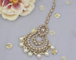 Antique Gold Reverse Polki Maang Tikka. Indian Jewelry ...