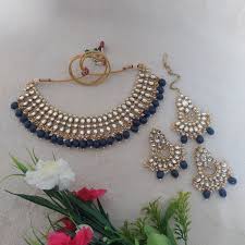 Traditional Kundan Gold Finish Necklace Set in Montana (dark ...