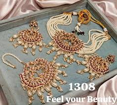 Gold Plated Long Rani Haar Necklace Earrings Pakistani ...