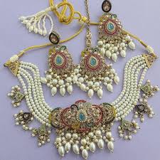 Multi Antique Polki Kundan Choker Necklace, Indian Necklace ...