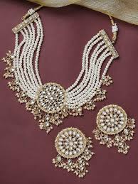 Buy OOMPH Jewellery White Pearls & Kundan Multi Layer Ethnic ...
