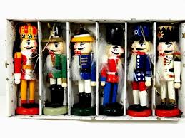 Vintage Wooden Christmas Nutcrackers Ornament Set of 6 ...