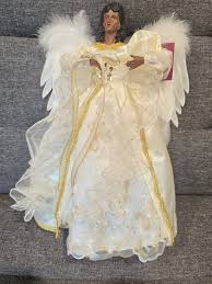 African American Angel in Ivory Dress Tree Topper - Blitzen's Corner