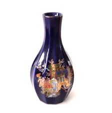 Vintage Ceramic Cobalt Blue Bud Mini Vase Wagon and Flower Design Gold Trim Made in JAPAN - Etsy