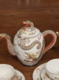 Antique C 1920's Meijyo Kutani Japan Dragon 6 Place Tea Cup ...