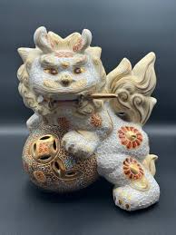 Vintage Japanese Moriage Shishi Guardian Lions Foo Dog Large ...