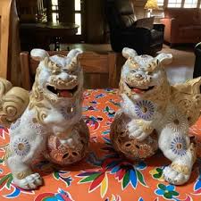 Vintage Beautiful Porcelain Japanese Kutani Moriage Foo Dog ...