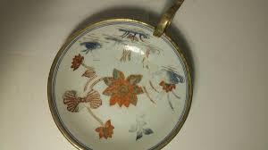 Vintage Chinese Porcelain And Brass Hand Painted Finger Bowl ...
