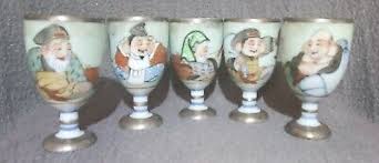 Antique Japanese Porcelain Kutani Footed Sake Cups Waka ...