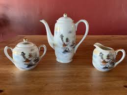 Vintage Japanese Kutani Tea Set With Geisha Lithopane ...