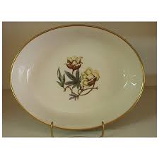 Avalon Sage Green Oval Vegetable Bowl by Flintridge China. For Sale at Ruby Lane