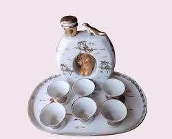antique porcelain japanese sake set with lithophane | eBay