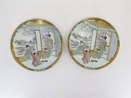 Pair Antique Painted & Signed Kutani Porcelain Saucers from the Meiji Era 5-1/2" | eBay